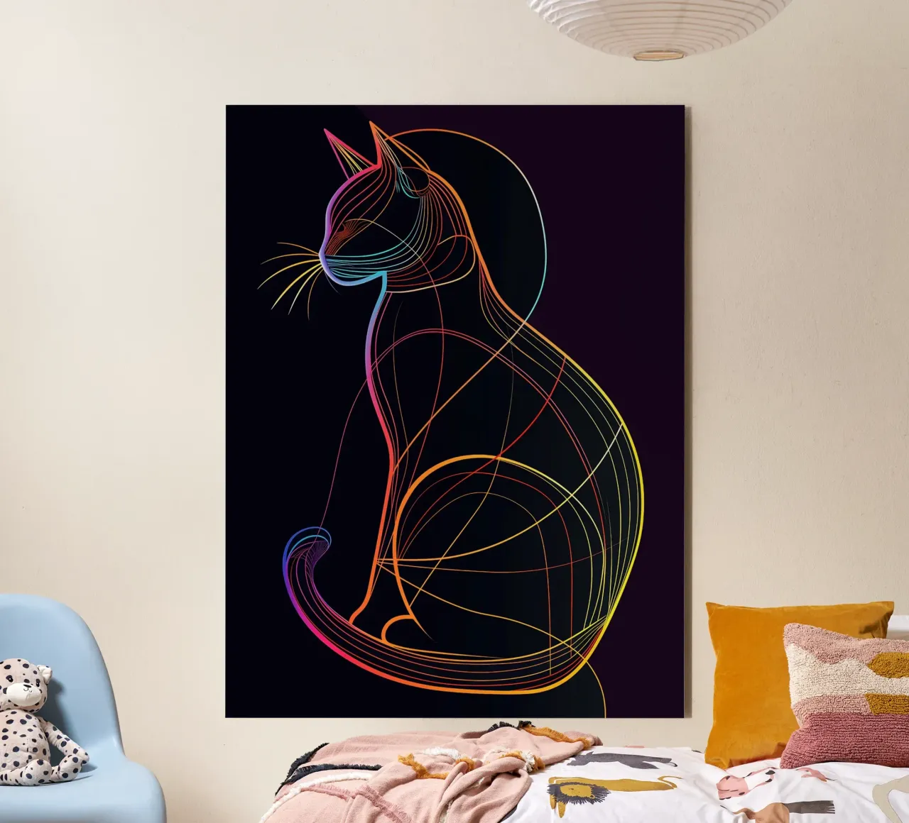 Gatto colorato in linea alluminio dibond da ShopByHaru