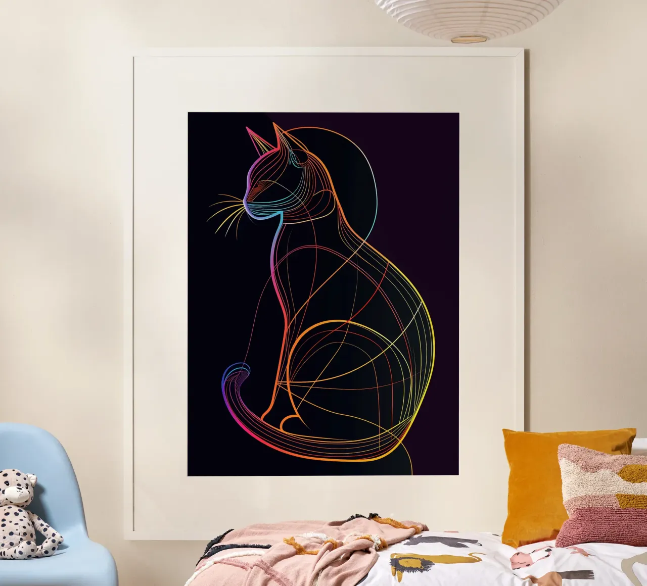Gatto colorato in linea carta hahnemühle da ShopByHaru