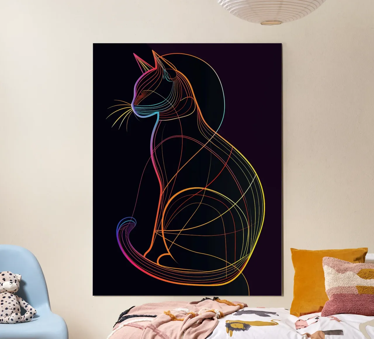 Gatto colorato in linea carta hahnemühle da ShopByHaru