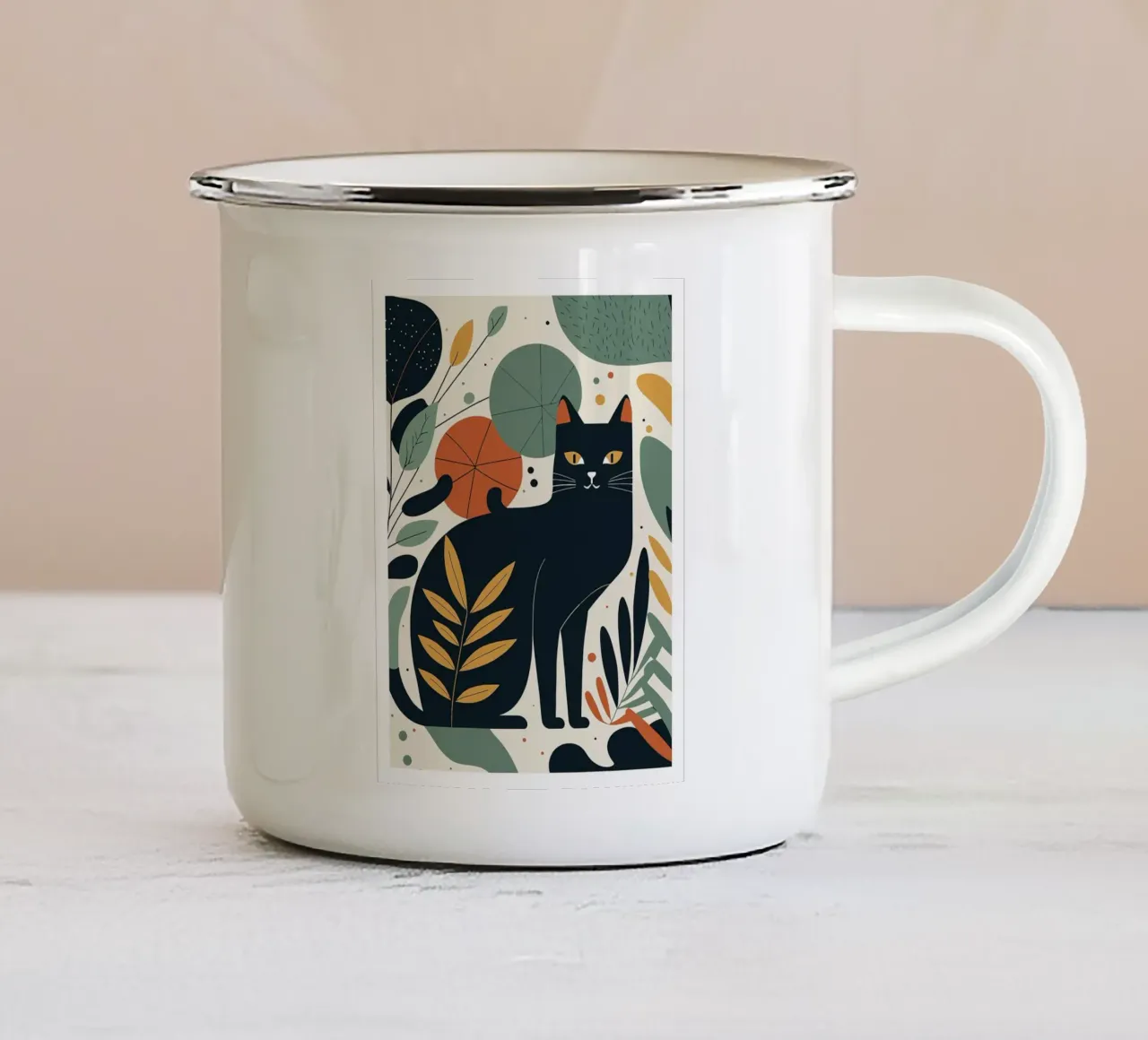 Illustrazione di un gatto carino tazza in smalto da ShopByHaru