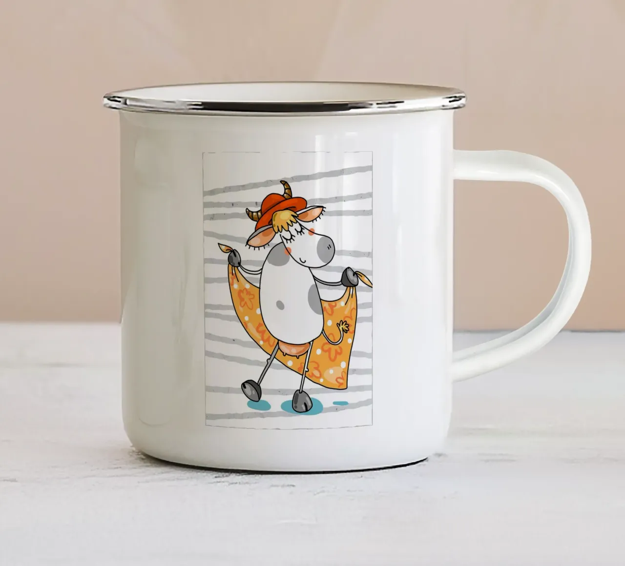 Decorazione per il bagno con mucca tazza in smalto da ShopByHaru