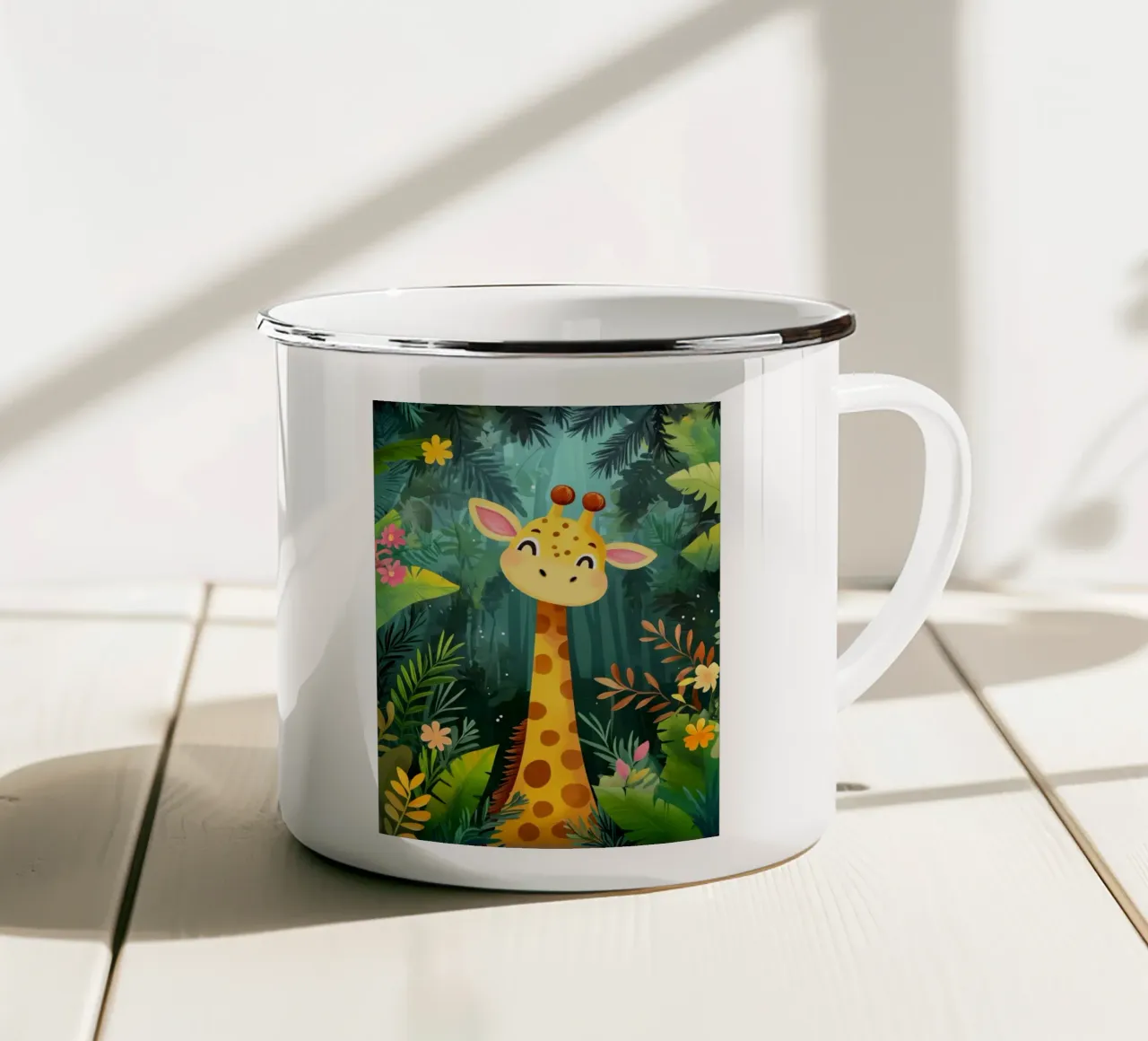 Giraffa carina nella giungla tazza in smalto da ShopByHaru