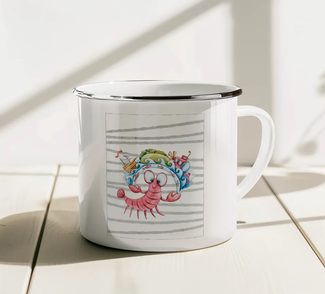 Oceano da colorare per bambini tazza in smalto da ShopByHaru