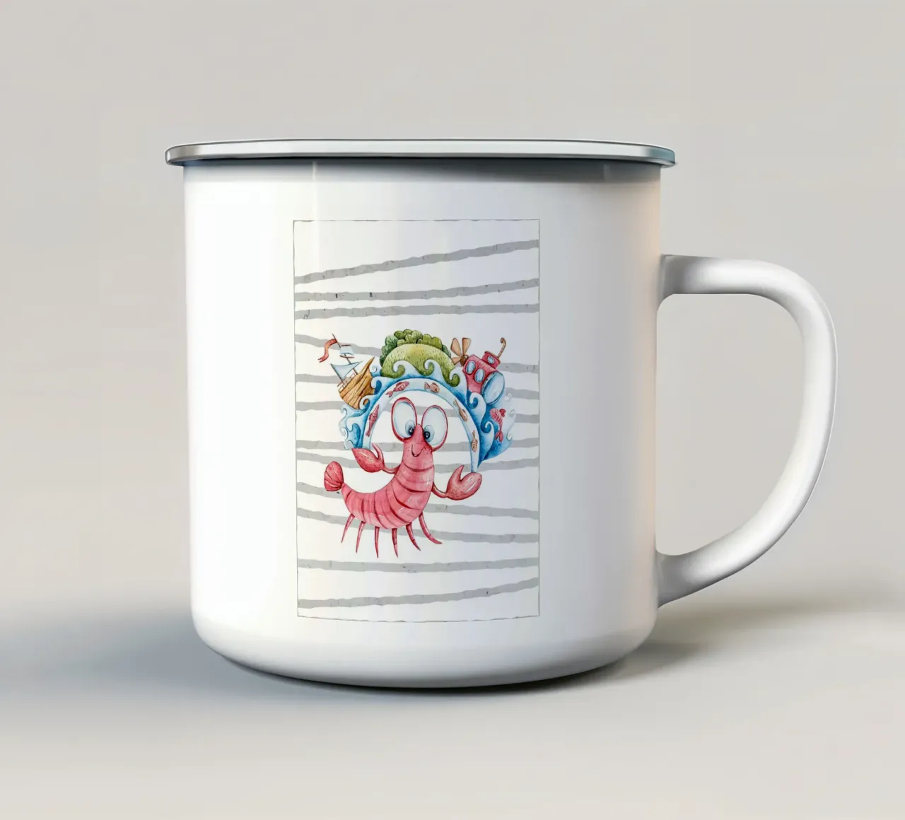 Oceano da colorare per bambini tazza in smalto da ShopByHaru