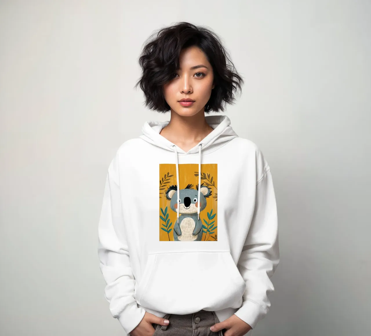 Illustrazione di un simpatico Koala felpa con cappuccio da ShopByHaru
