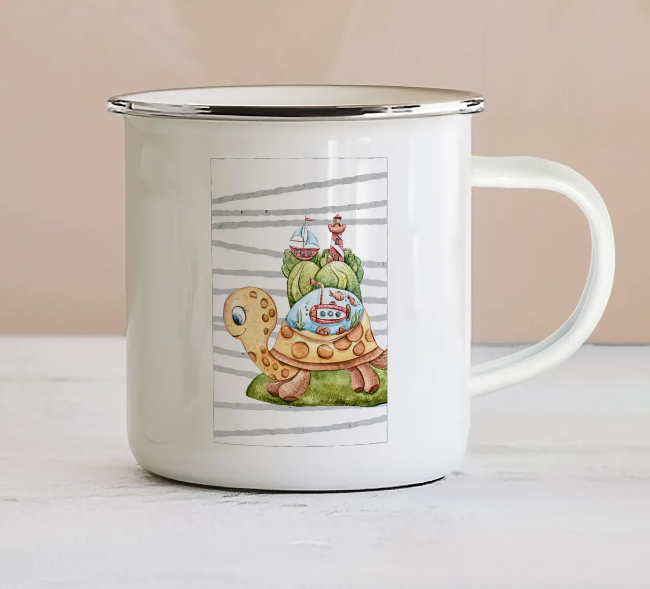 Tartaruga carina da parete per bambini tazza in smalto da ShopByHaru