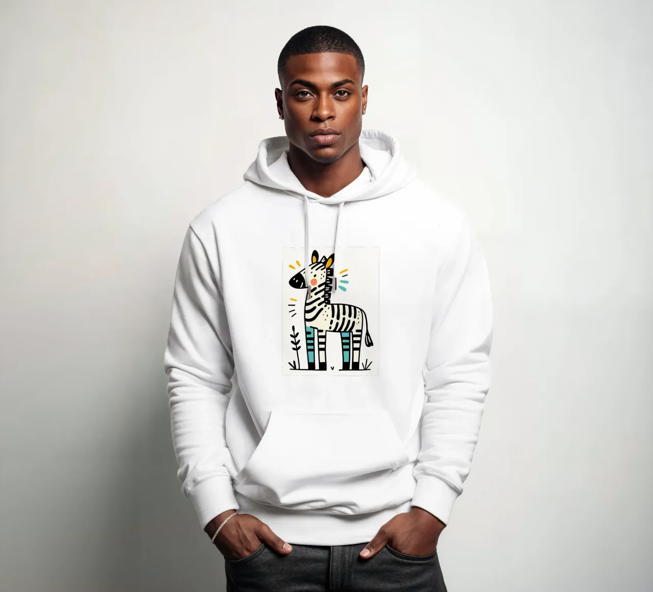 Illustrazione di una simpatica zebra felpa con cappuccio da ShopByHaru