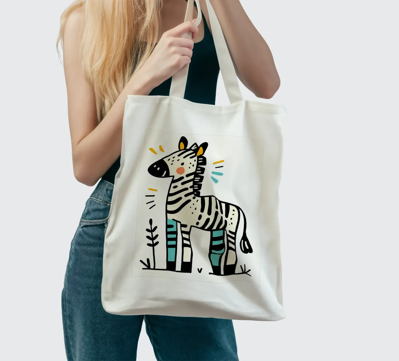 Illustrazione di una simpatica zebra borsa in juta da ShopByHaru