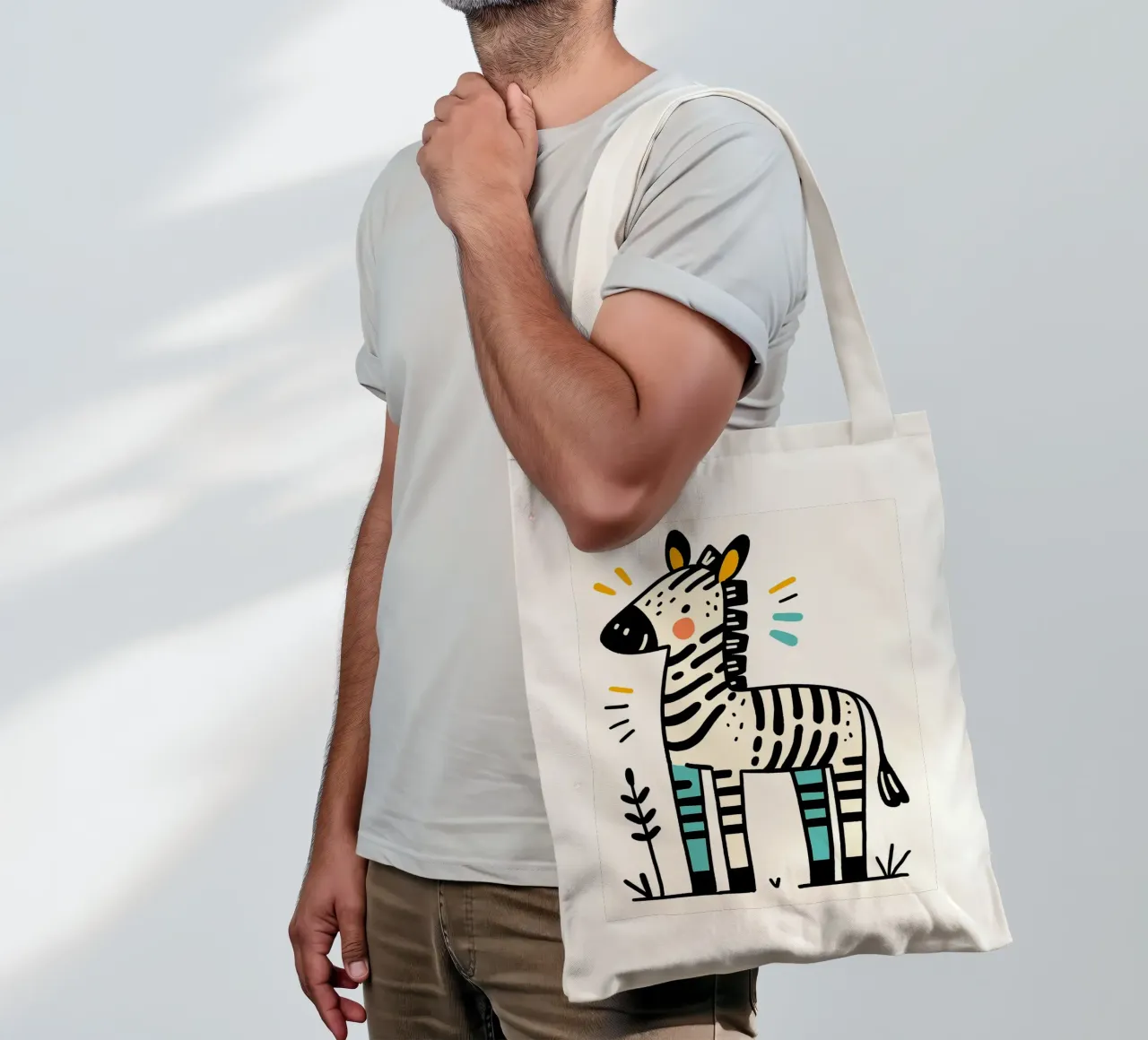 Illustrazione di una simpatica zebra borsa in juta da ShopByHaru