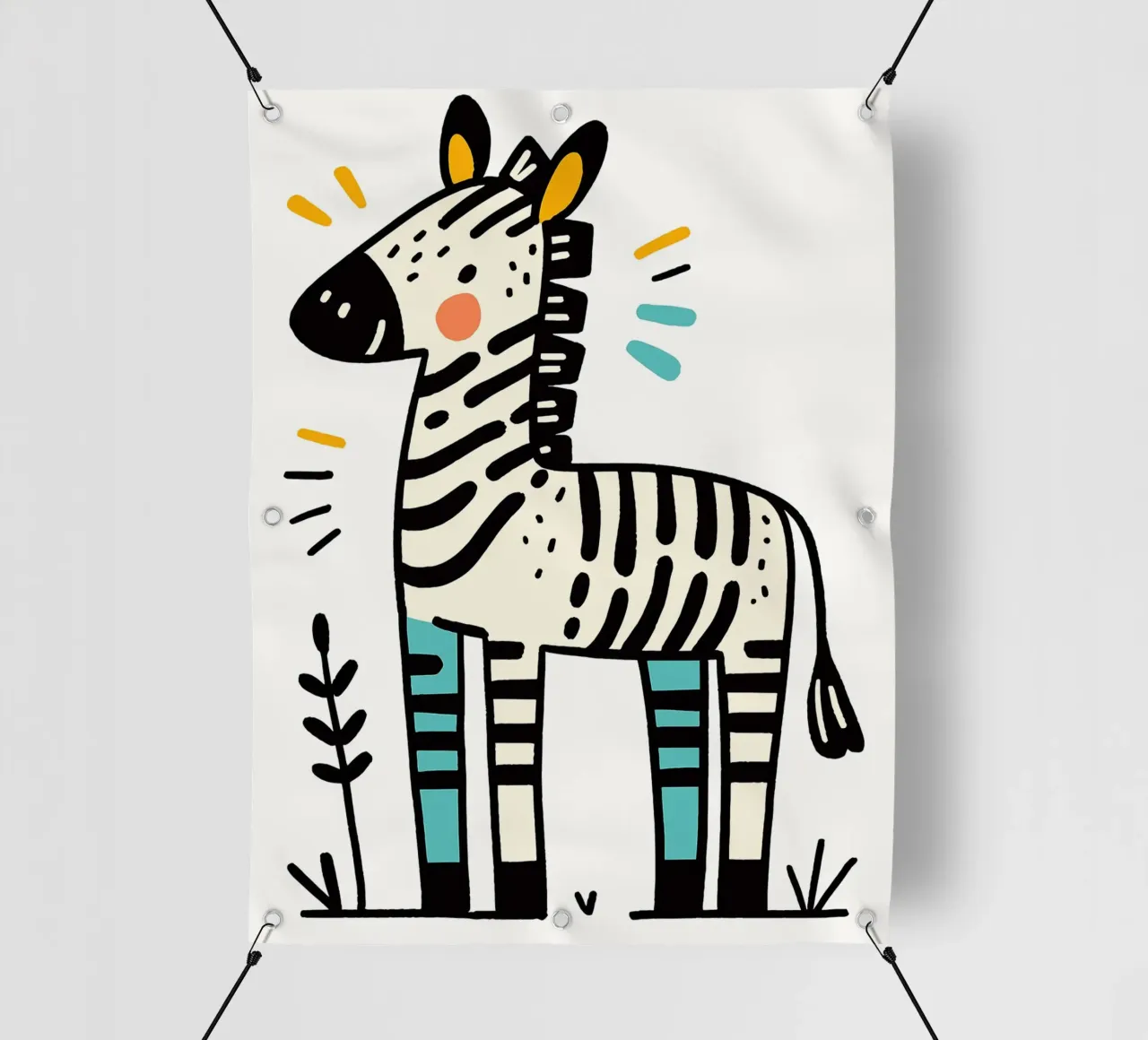 Illustrazione di una simpatica zebra telo in pvc da ShopByHaru