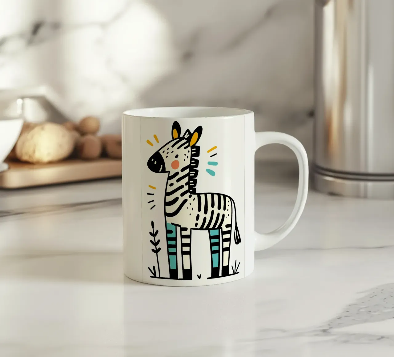 Illustrazione di una simpatica zebra tazza in ceramica da ShopByHaru