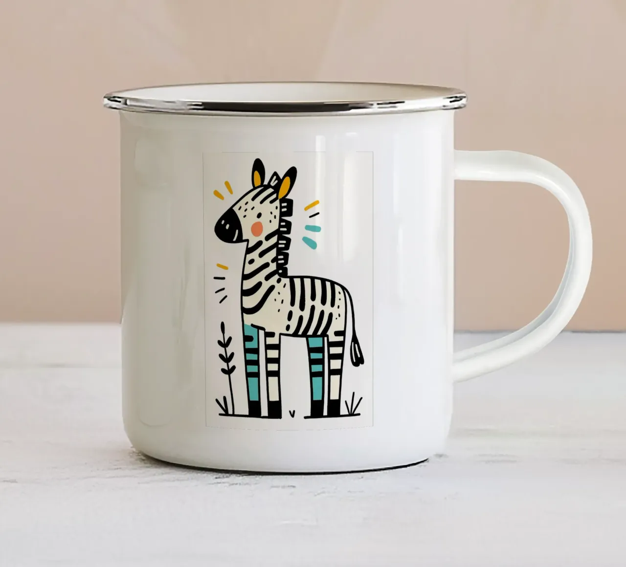 Illustrazione di una simpatica zebra tazza in smalto da ShopByHaru