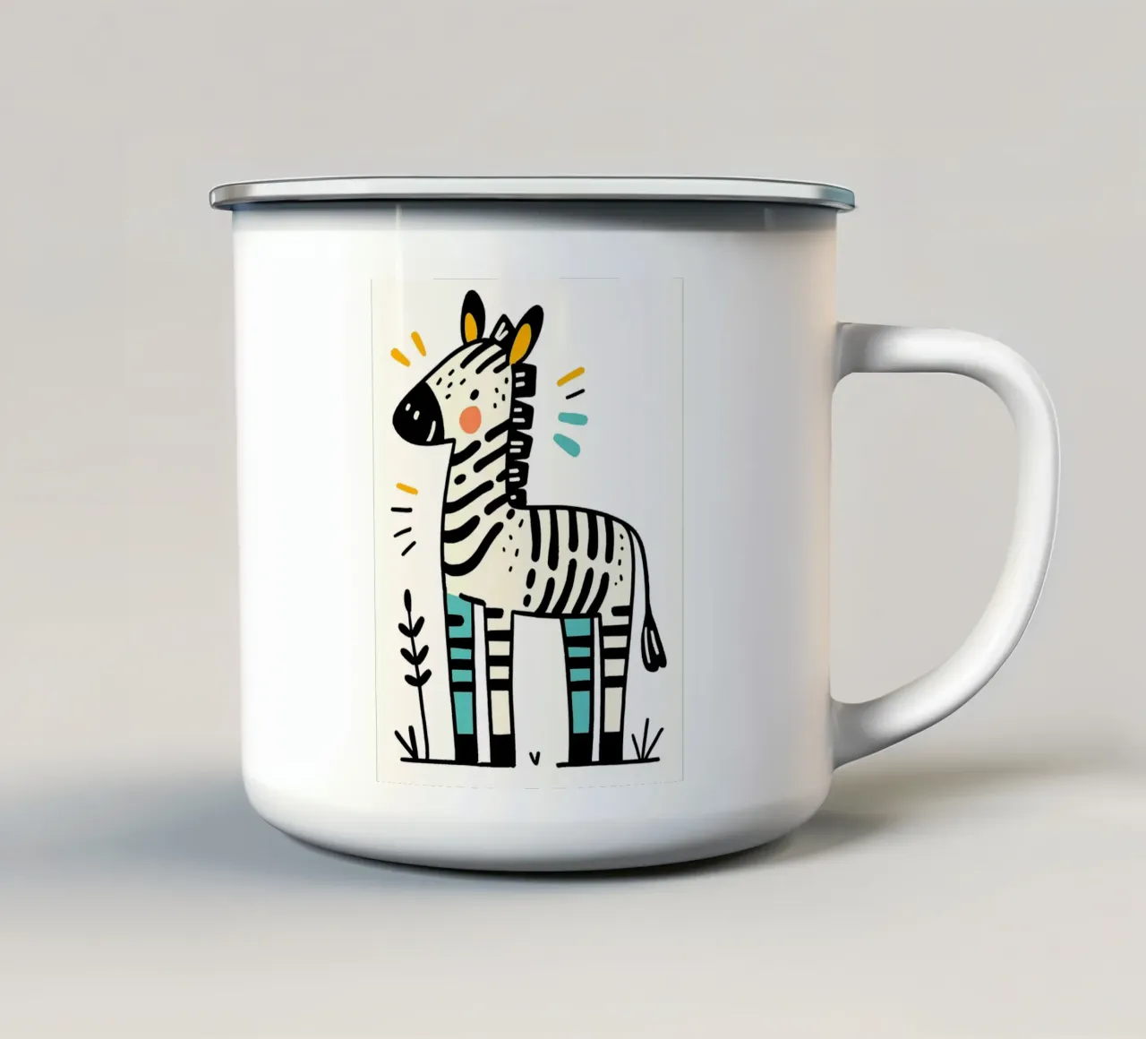 Illustrazione di una simpatica zebra tazza in smalto da ShopByHaru