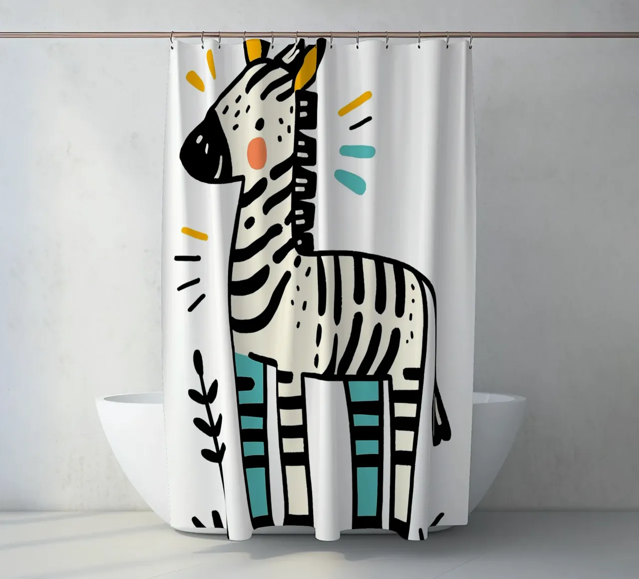 Illustrazione di una simpatica zebra tenda da doccia da ShopByHaru