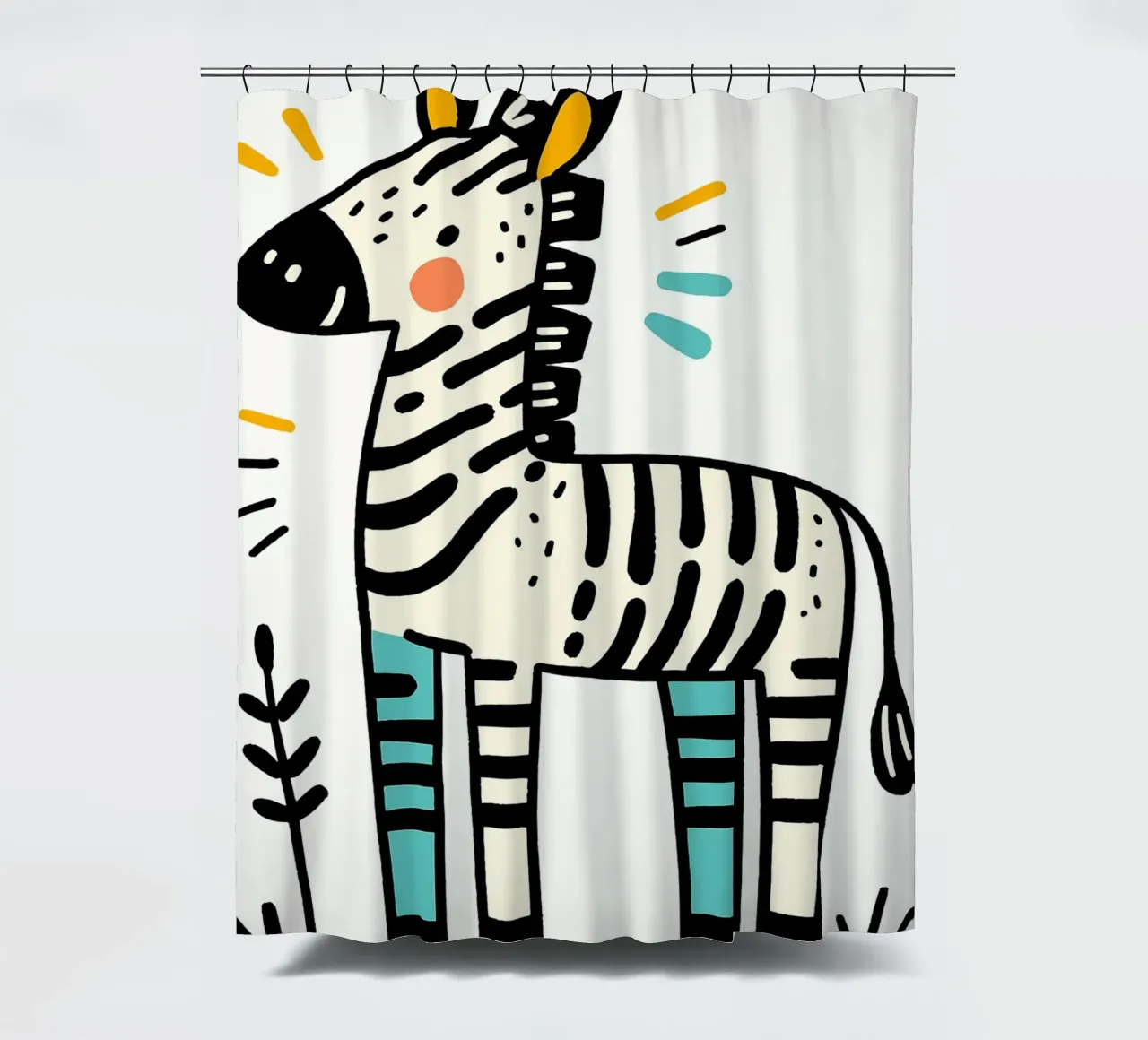 Illustrazione di una simpatica zebra tenda da doccia da ShopByHaru