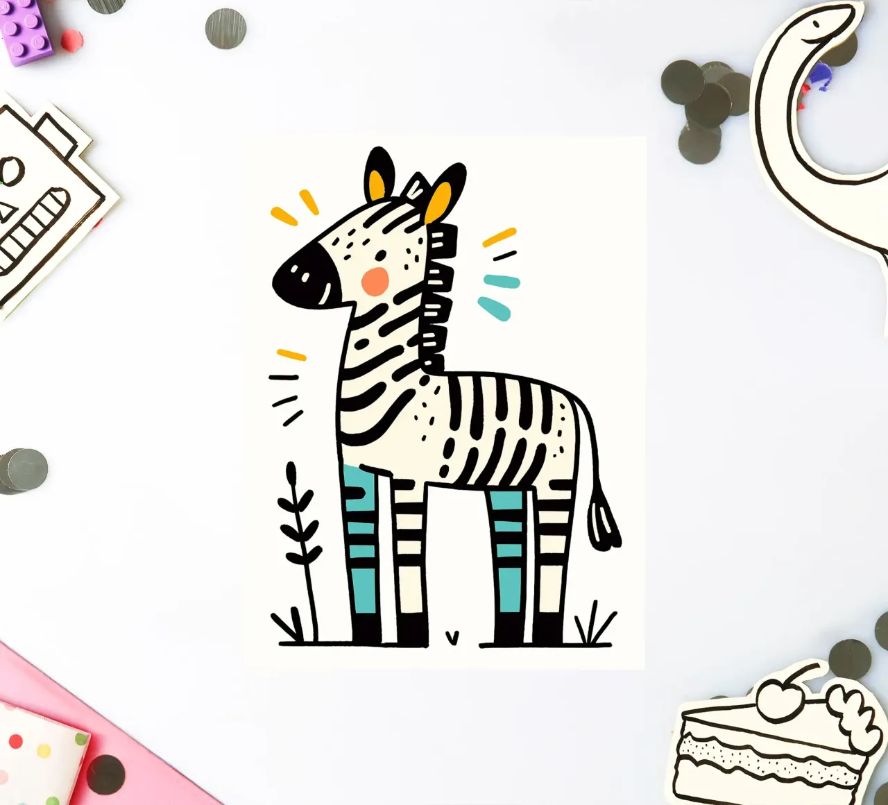 Illustrazione di una simpatica zebra adesivo da ShopByHaru