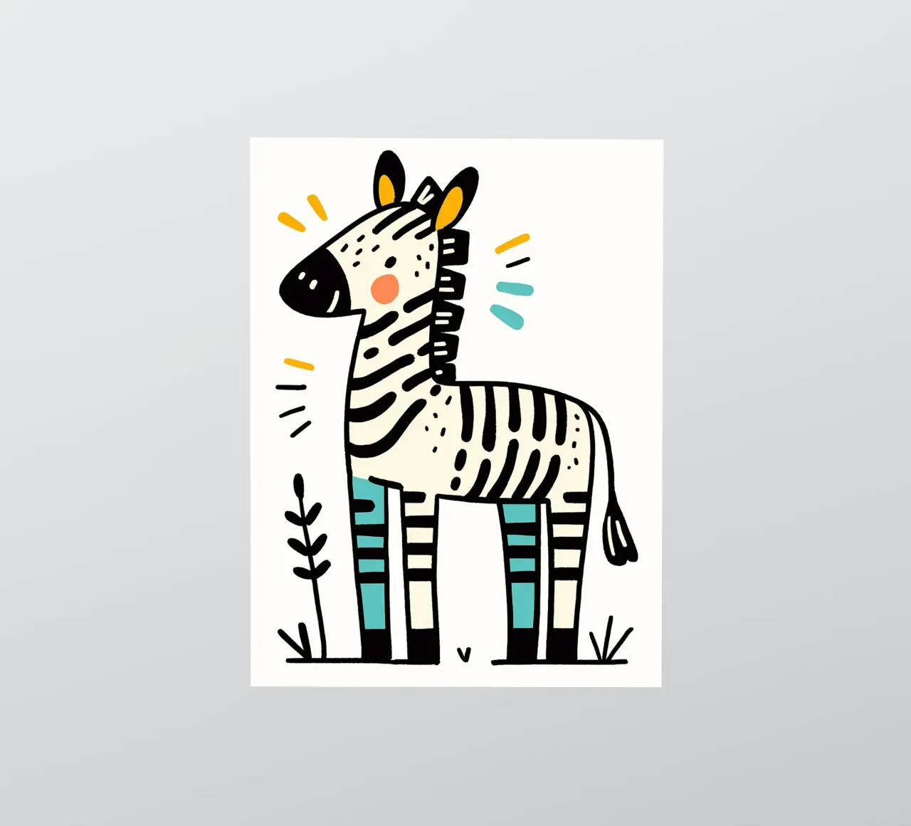 Illustrazione di una simpatica zebra adesivo da ShopByHaru