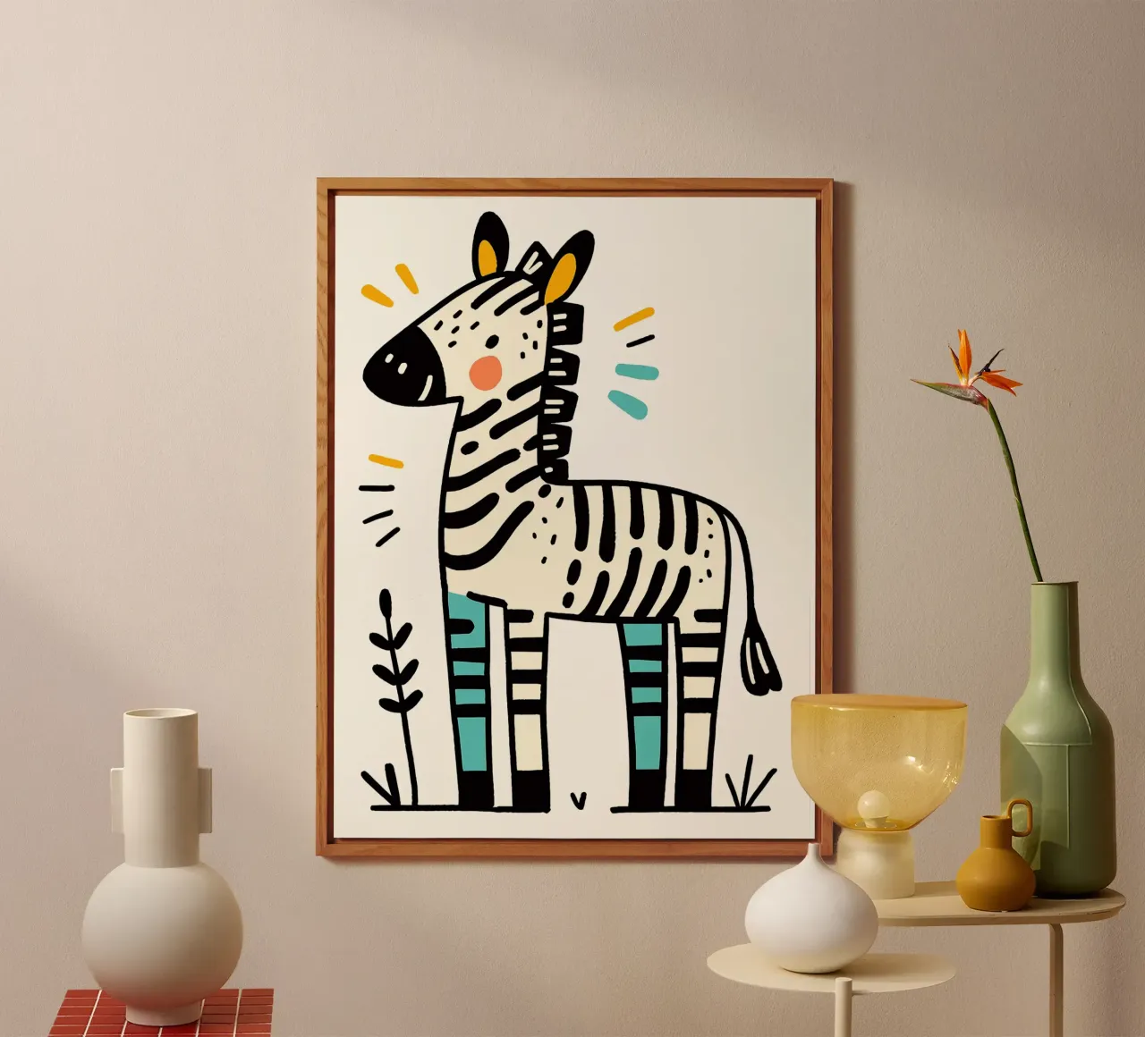 Illustrazione di una simpatica zebra alluminio dibond da ShopByHaru