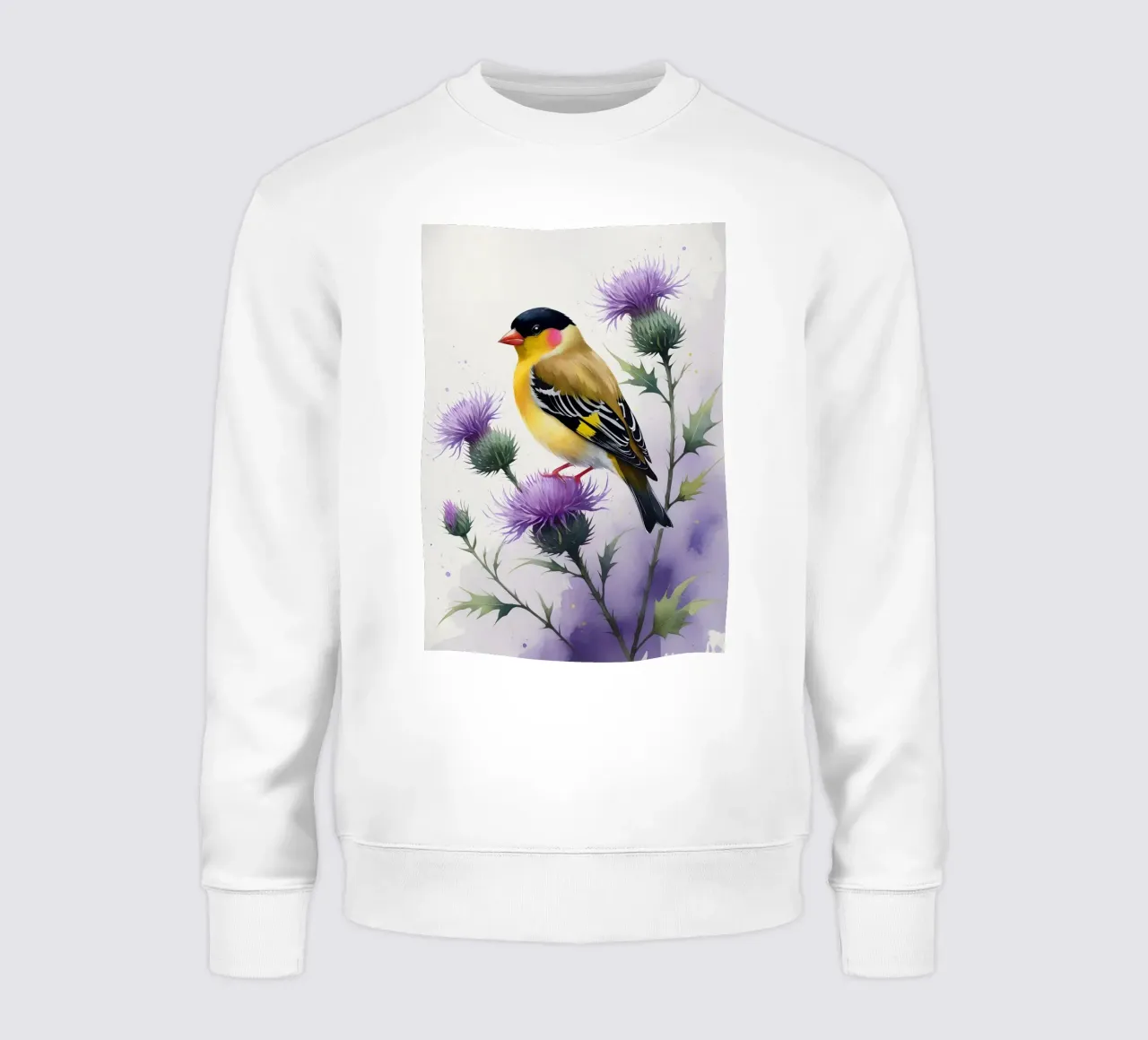Peinture numérique d'un chardonneret et d'un chardon sweat de Bloom And Brush
