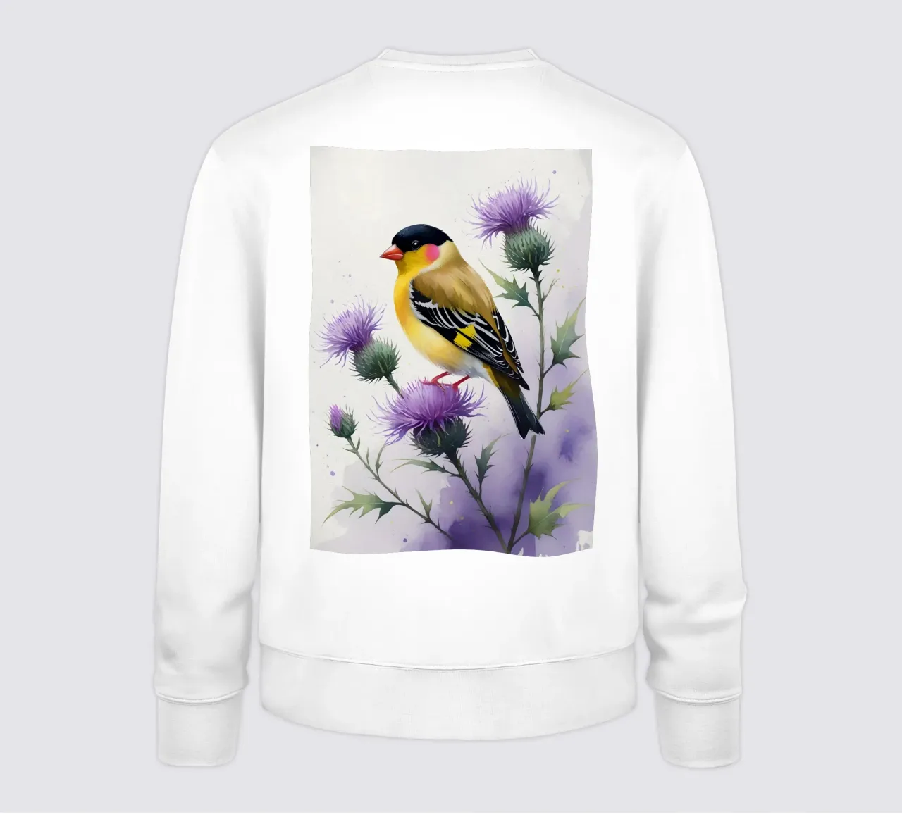 Peinture numérique d'un chardonneret et d'un chardon sweat de Bloom And Brush