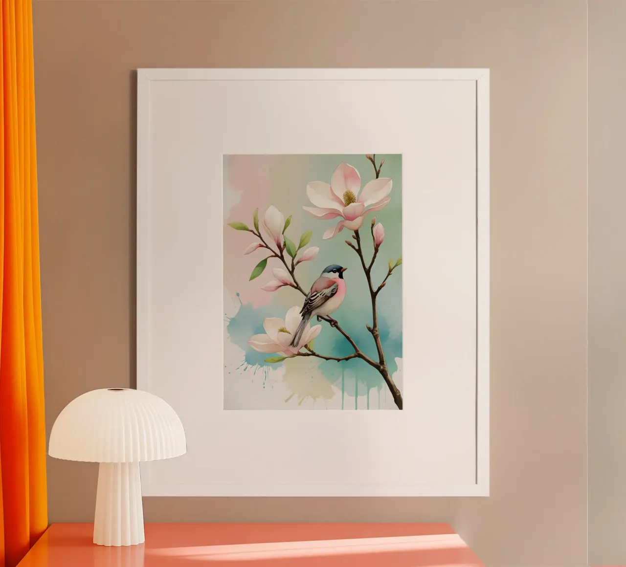 Pittura digitale di Fringuello e Magnolia carta hahnemühle da Bloom And Brush