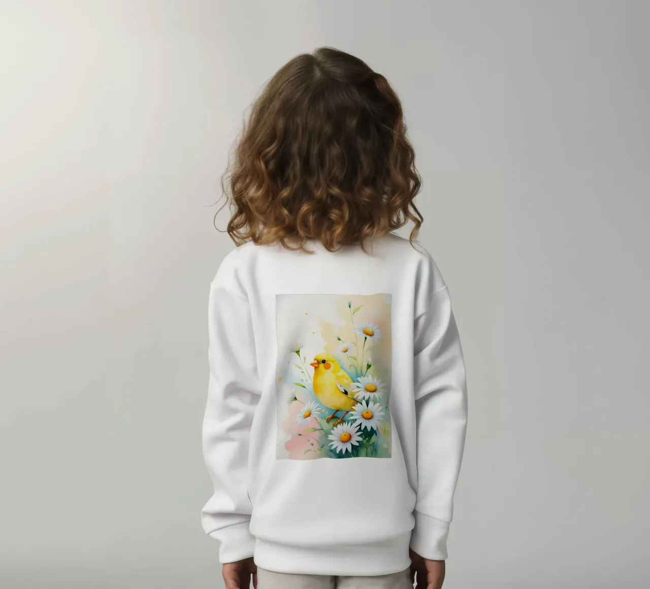 Pittura digitale di canarini gialli e margherite bianche felpa bambino da Bloom And Brush