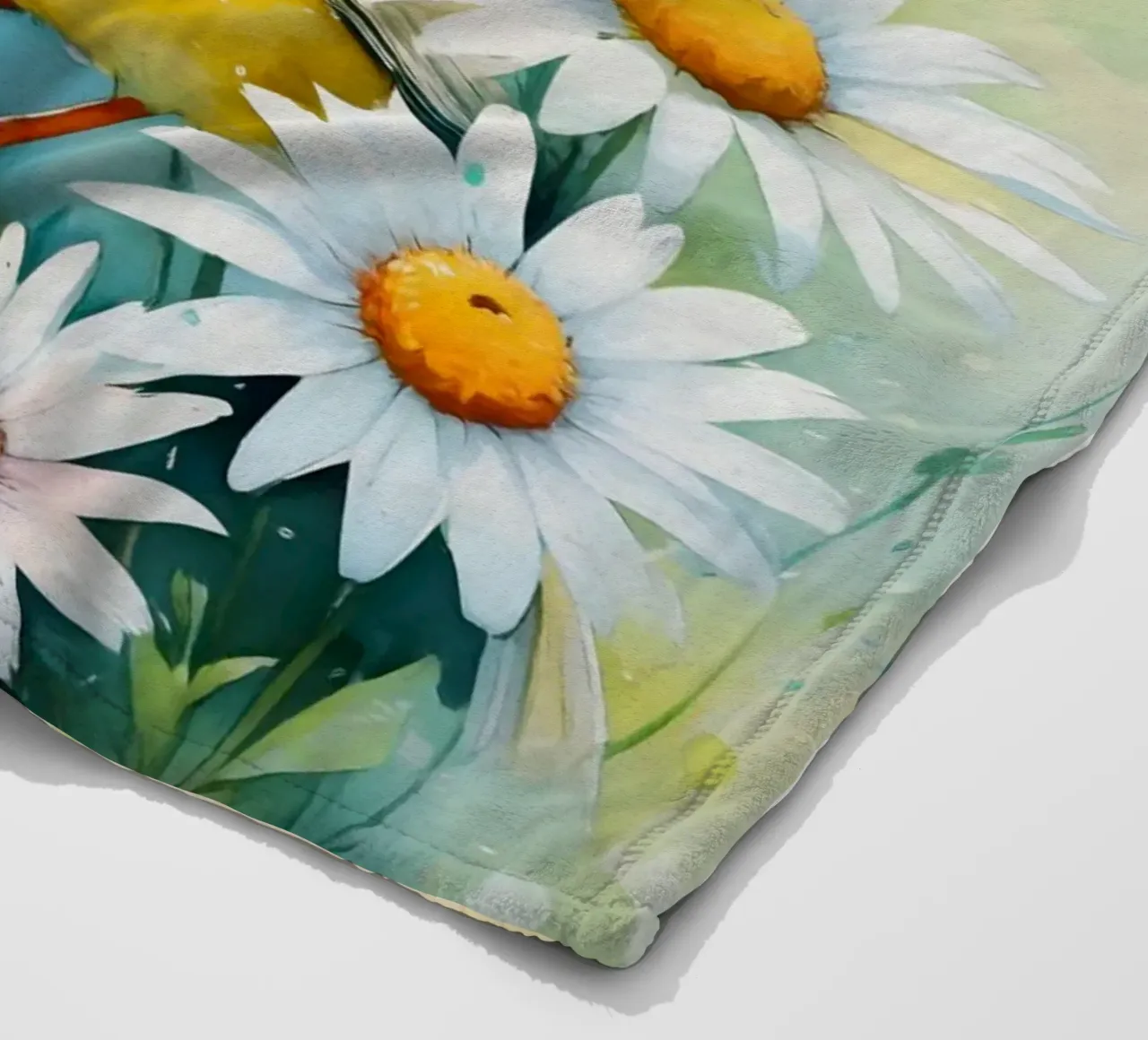Pittura digitale di canarini gialli e margherite bianche coperta in pile da Bloom And Brush