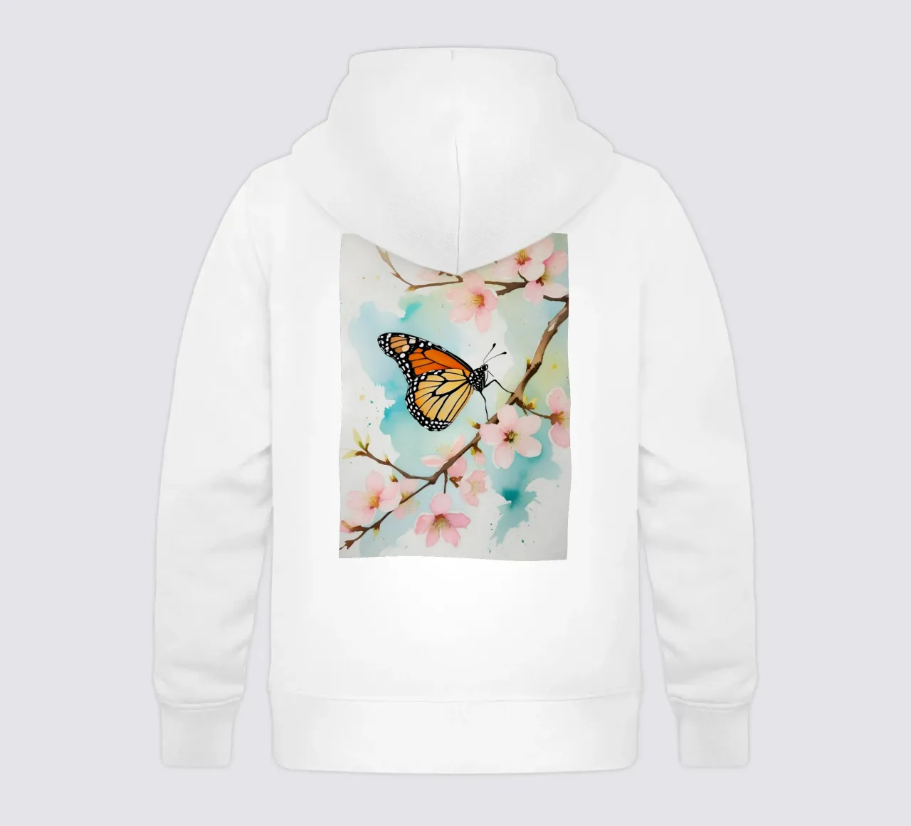 Pittura digitale di farfalla monarca e fiori di ciliegio felpa bambino con cappuccio da Bloom And Brush