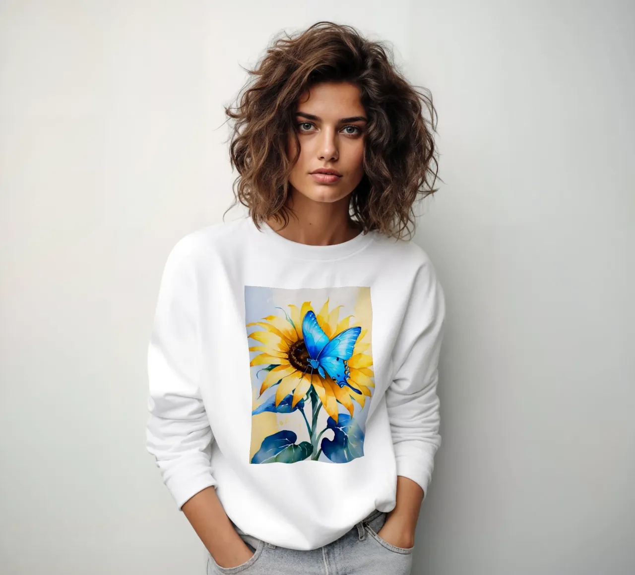 Pittura digitale di farfalla e girasole felpa da Bloom And Brush