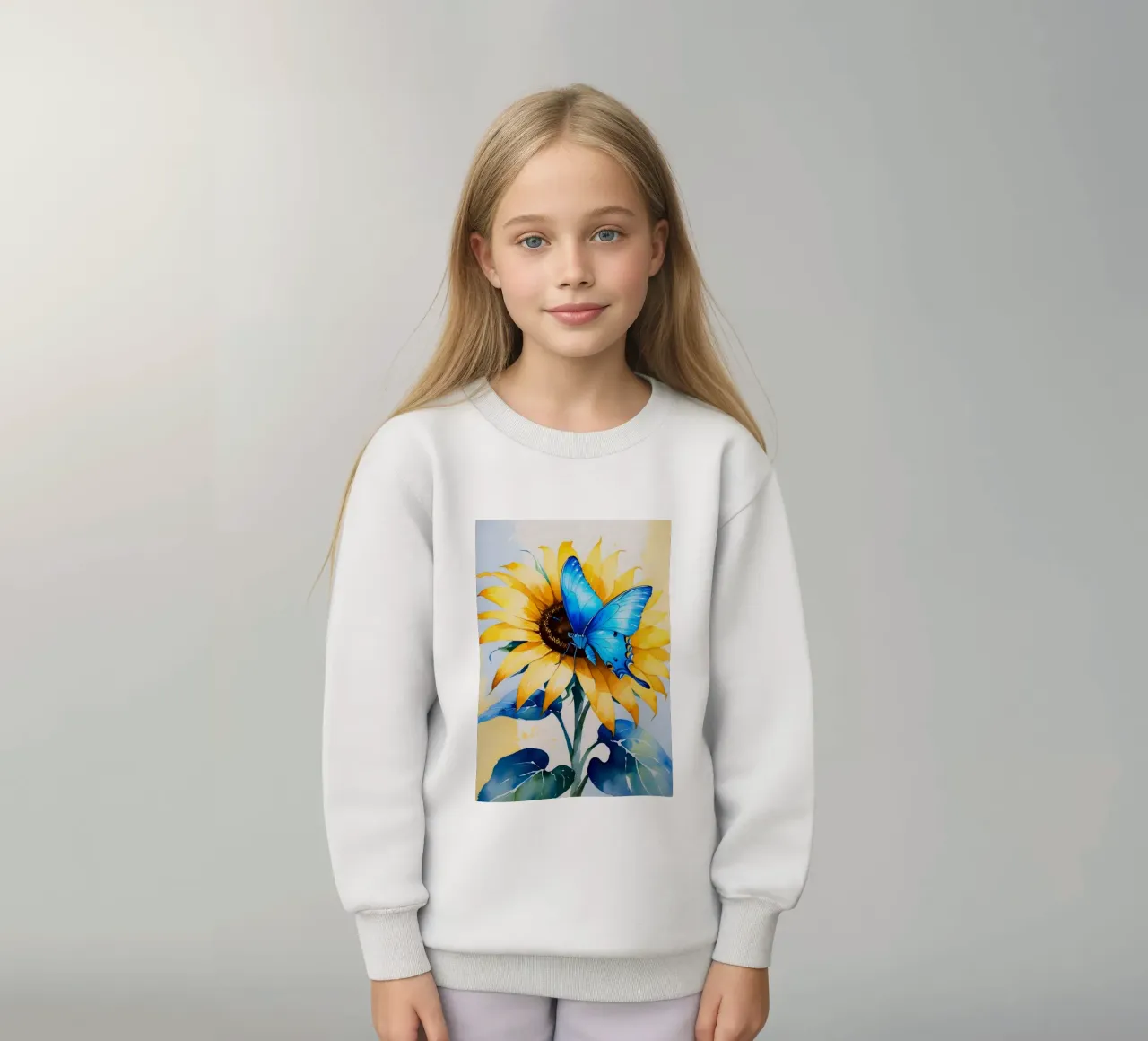 Pittura digitale di farfalla e girasole felpa bambino da Bloom And Brush