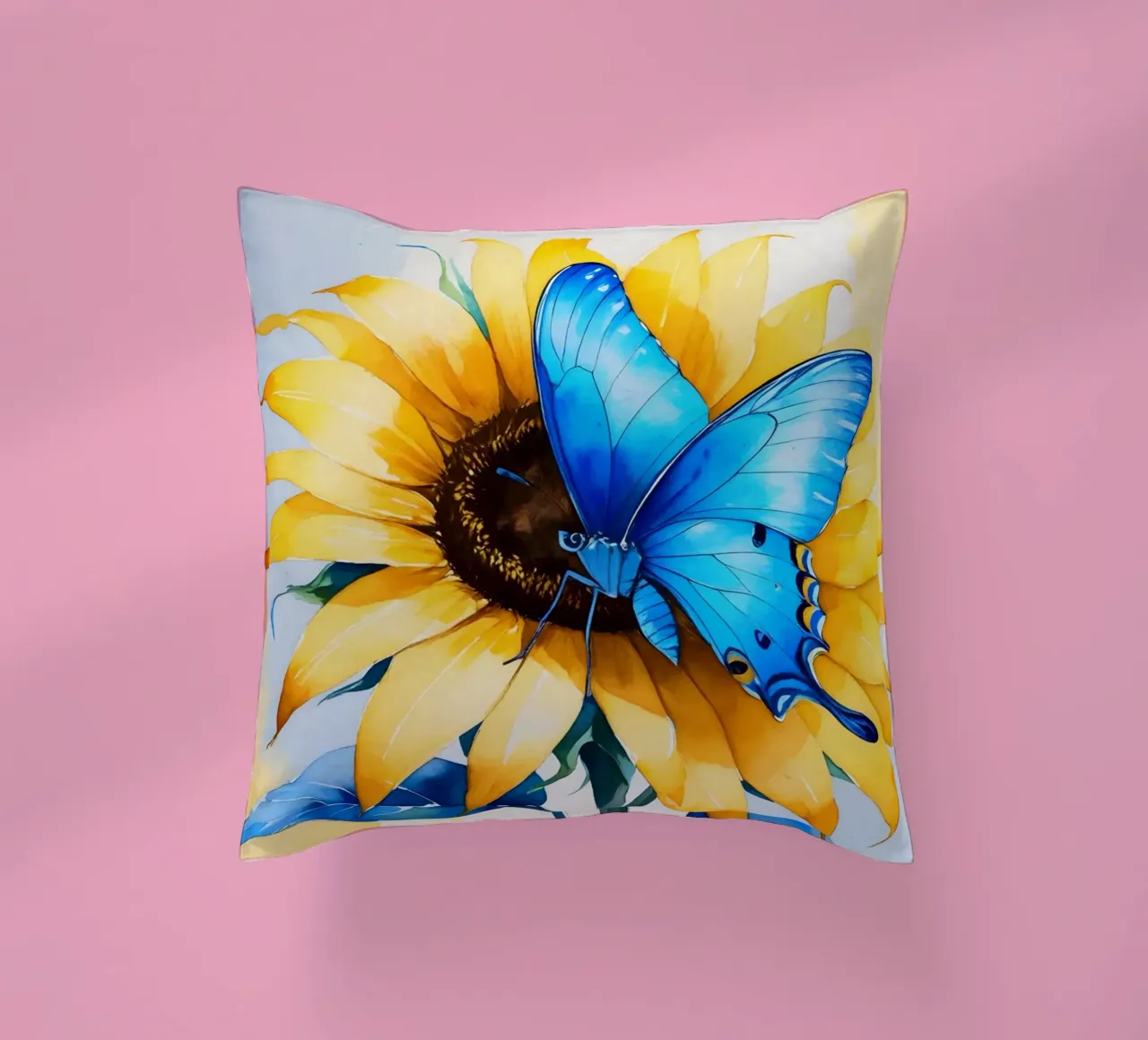 Pittura digitale di farfalla e girasole cuscino da Bloom And Brush