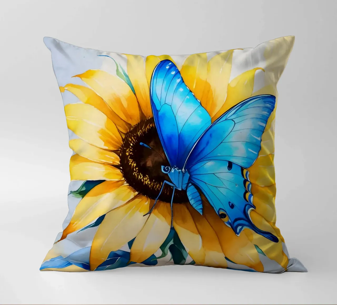 Pittura digitale di farfalla e girasole cuscino da Bloom And Brush