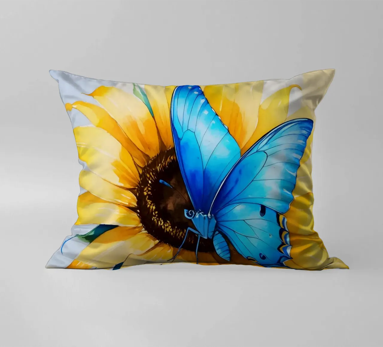 Pittura digitale di farfalla e girasole cuscino da Bloom And Brush