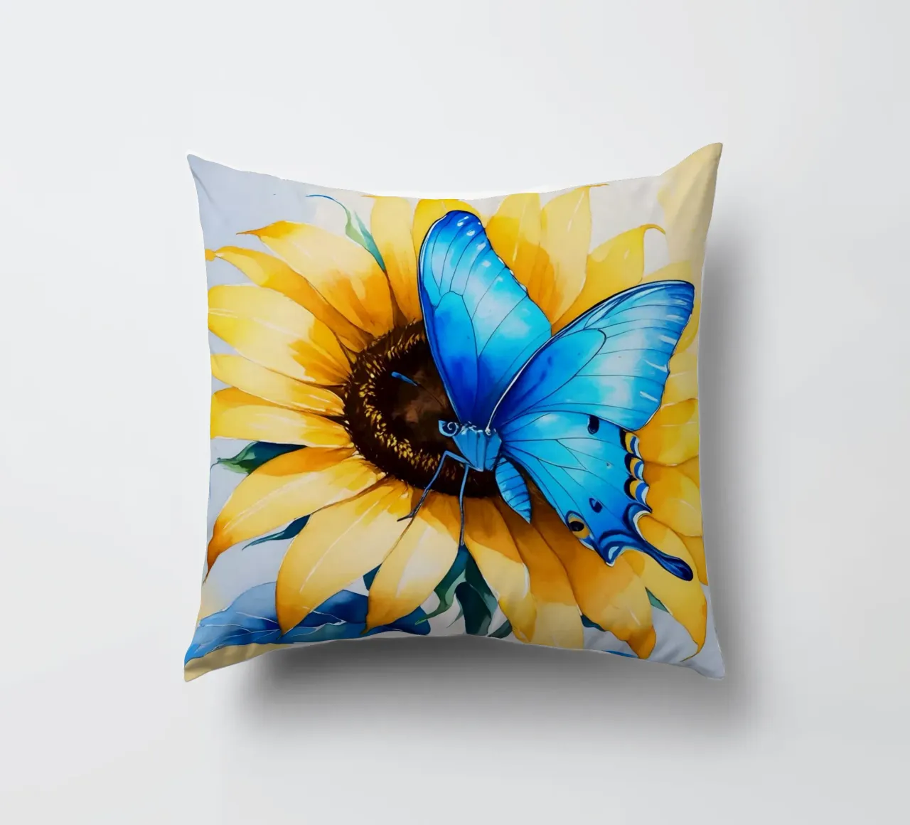 Pittura digitale di farfalla e girasole cuscino da Bloom And Brush