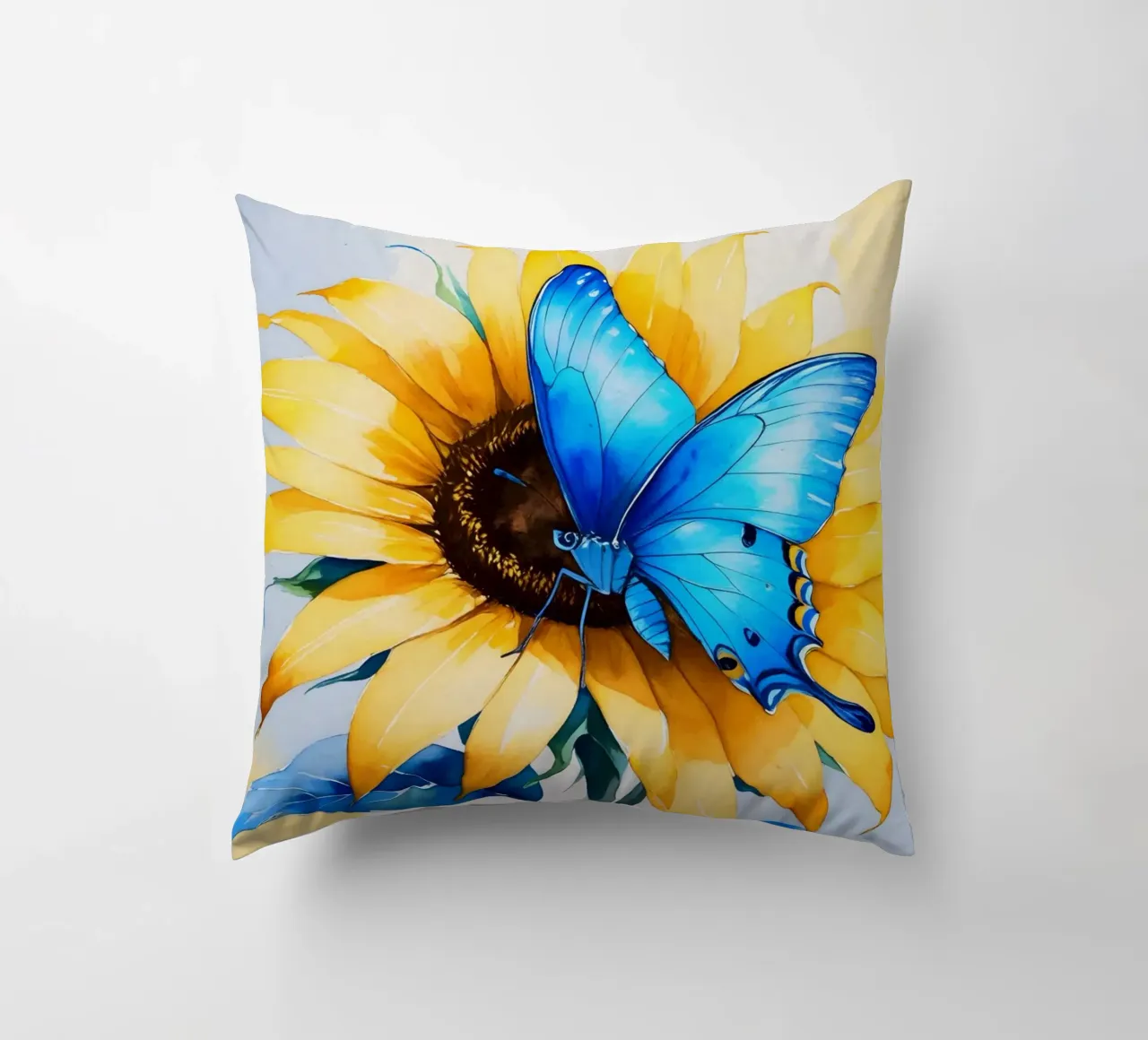 Pittura digitale di farfalla e girasole cuscino da Bloom And Brush