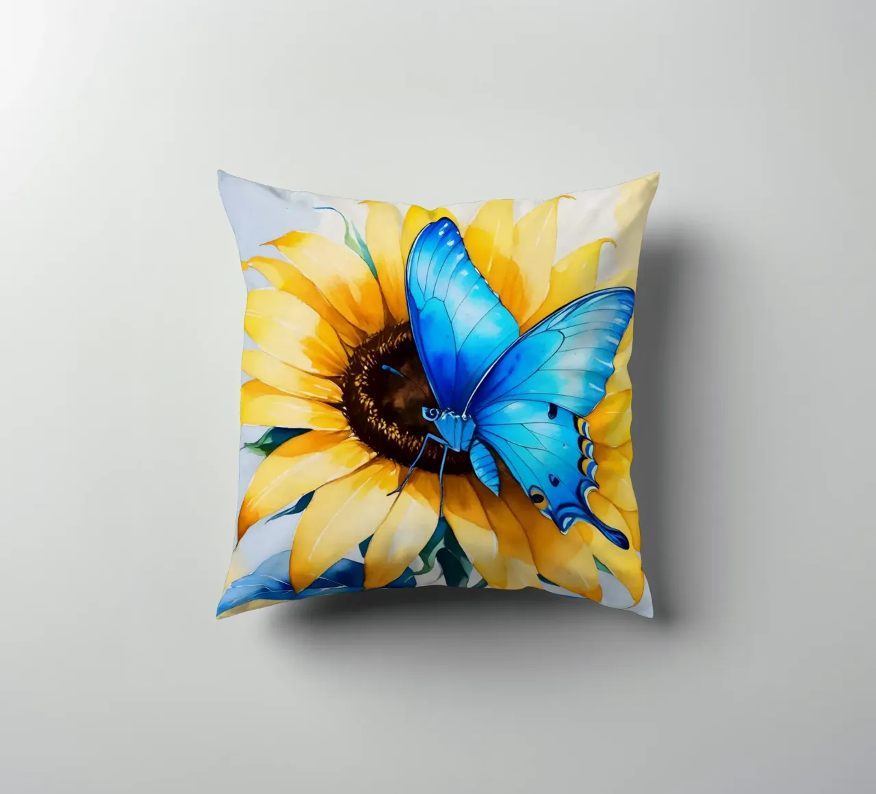 Pittura digitale di farfalla e girasole cuscino da Bloom And Brush