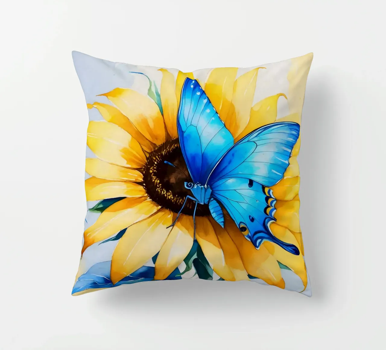 Pittura digitale di farfalla e girasole cuscino da Bloom And Brush