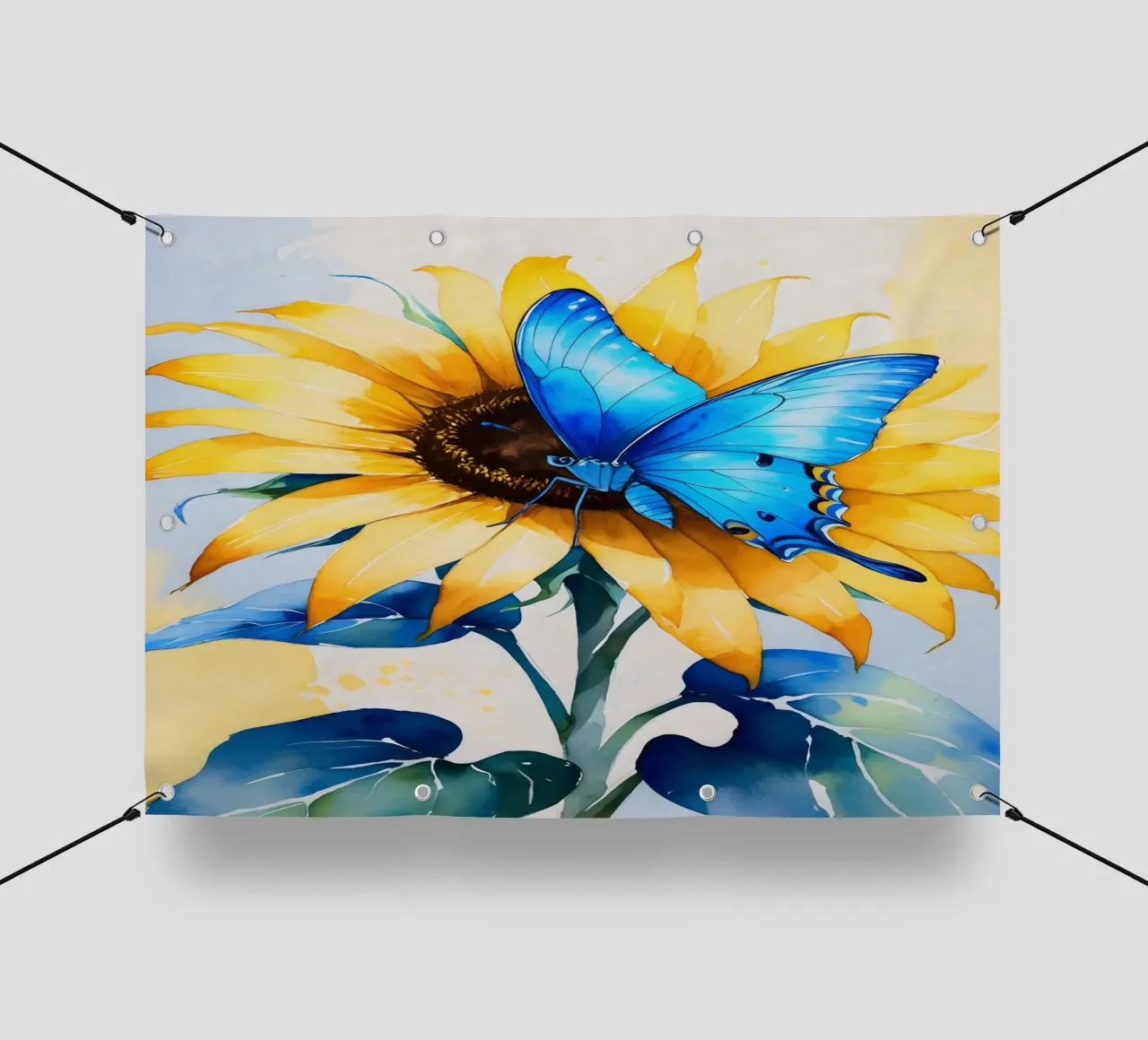 Pittura digitale di farfalla e girasole telo in pvc da Bloom And Brush