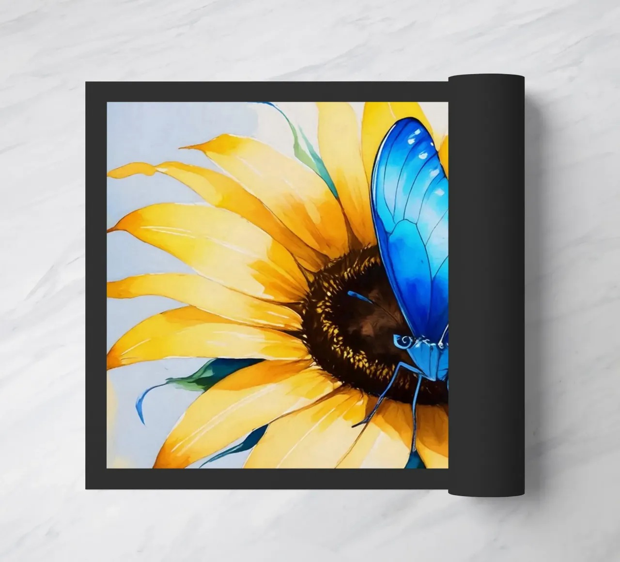 Pittura digitale di farfalla e girasole zerbino da Bloom And Brush