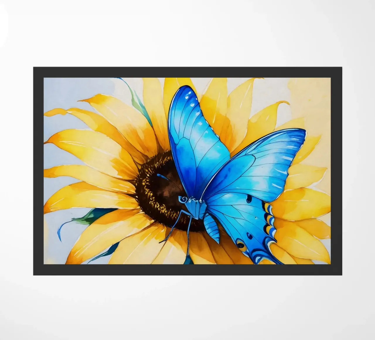 Pittura digitale di farfalla e girasole zerbino da Bloom And Brush