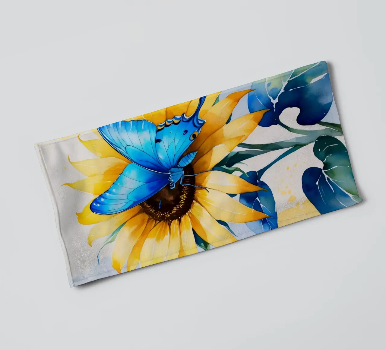 Pittura digitale di farfalla e girasole asciugamano da bagno da Bloom And Brush