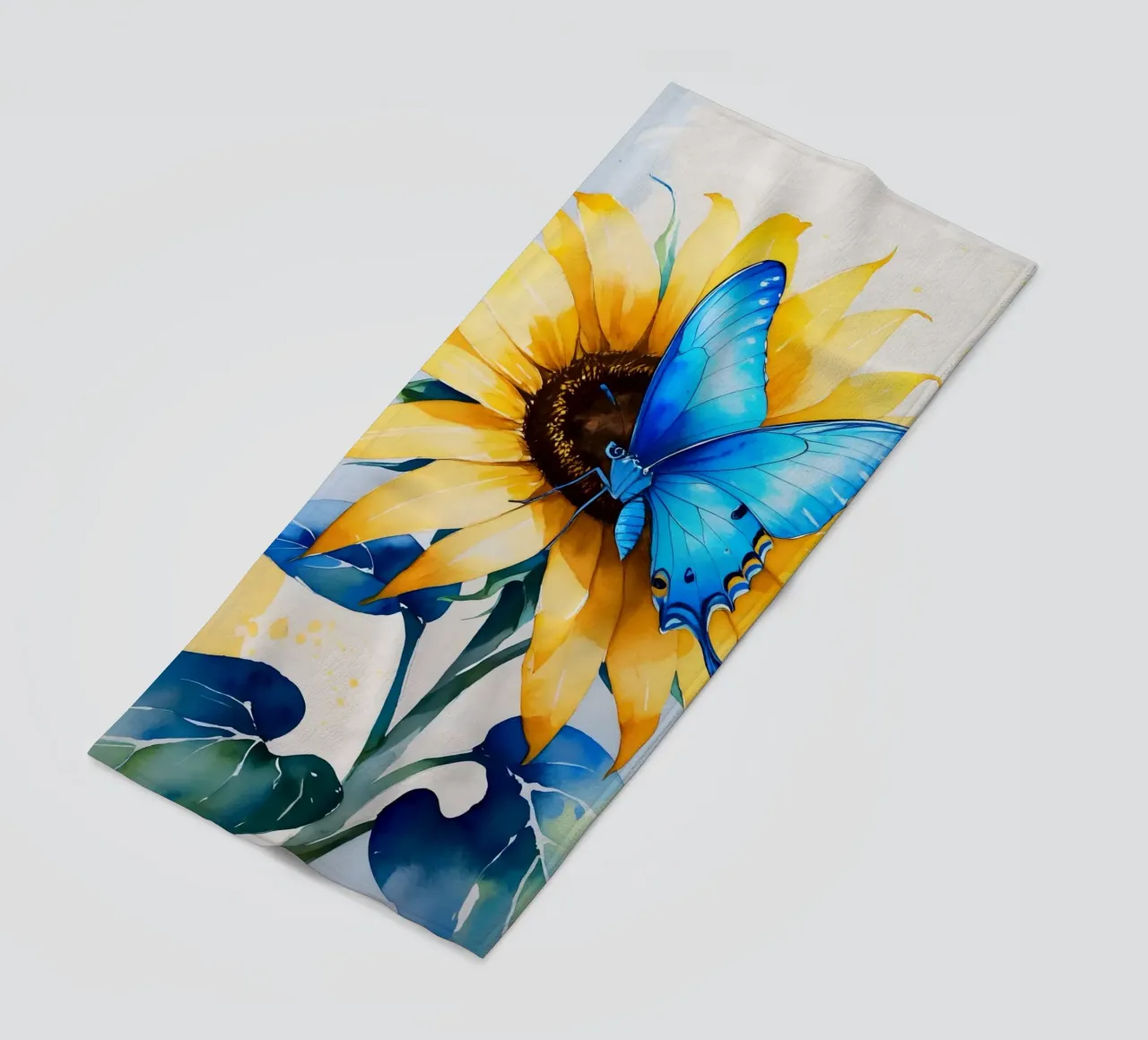 Pittura digitale di farfalla e girasole telo mare da Bloom And Brush