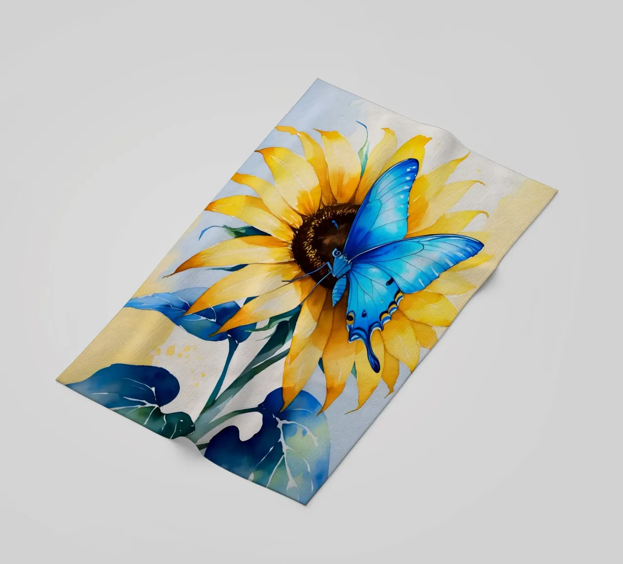 Pittura digitale di farfalla e girasole telo mare da Bloom And Brush
