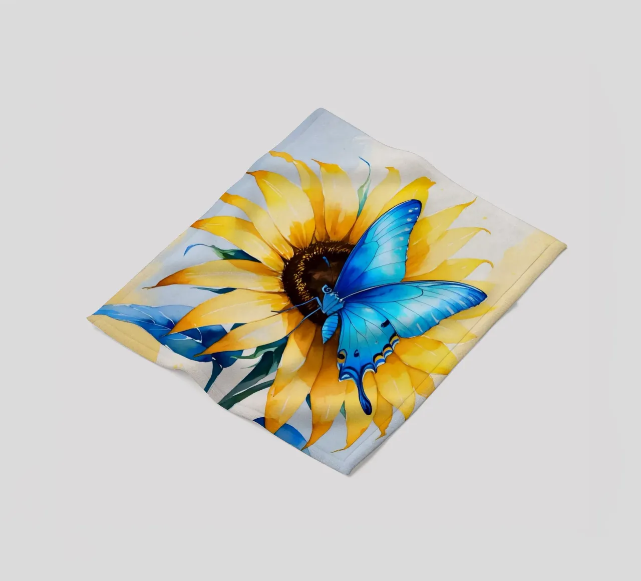 Pittura digitale di farfalla e girasole coperta in pile da Bloom And Brush