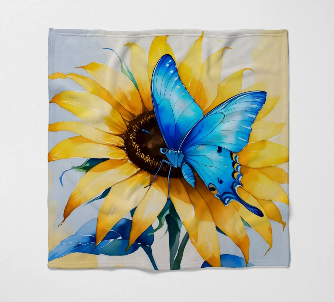 Pittura digitale di farfalla e girasole coperta in pile da Bloom And Brush