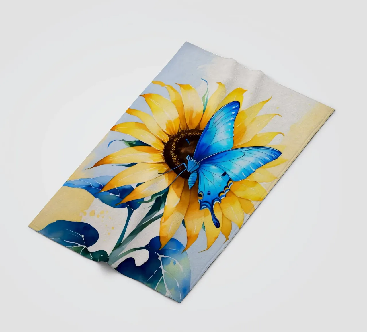 Pittura digitale di farfalla e girasole coperta in pile da Bloom And Brush