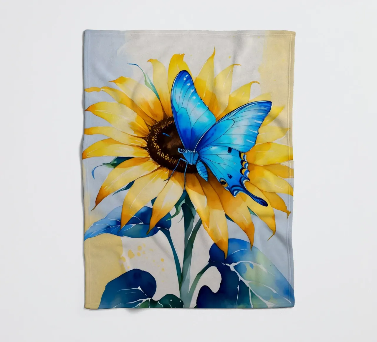 Pittura digitale di farfalla e girasole coperta in pile da Bloom And Brush
