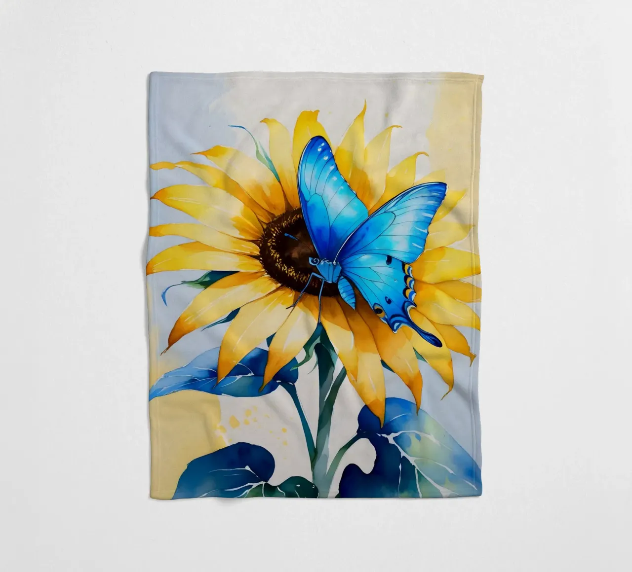 Pittura digitale di farfalla e girasole coperta in pile da Bloom And Brush