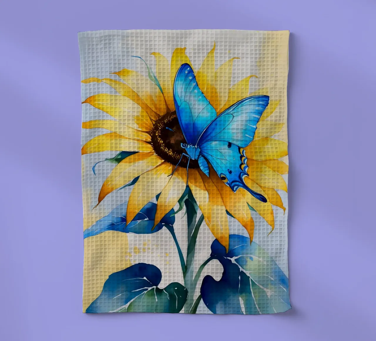 Pittura digitale di farfalla e girasole canovaccio da cucina da Bloom And Brush