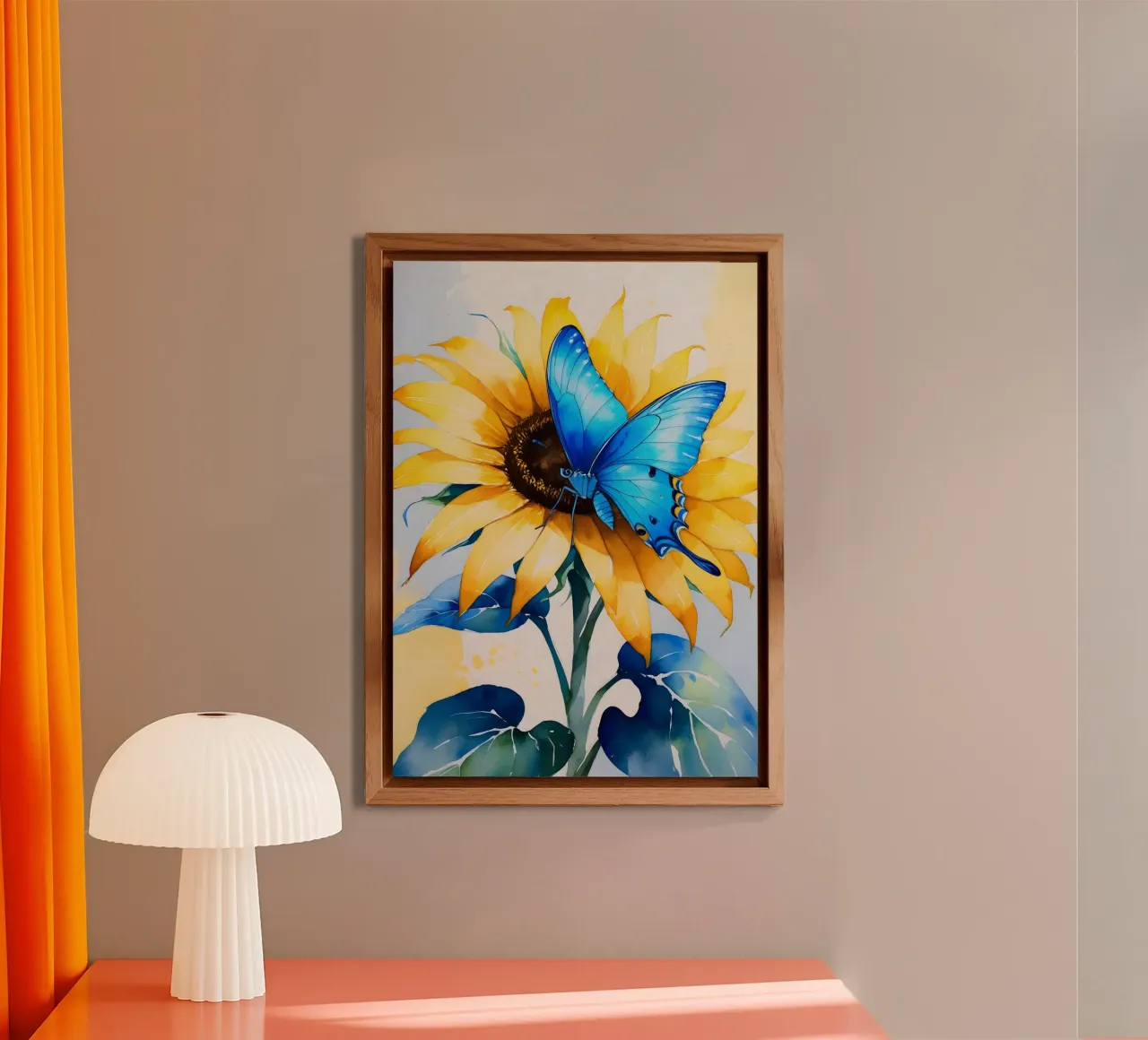 Pittura digitale di farfalla e girasole alluminio dibond da Bloom And Brush